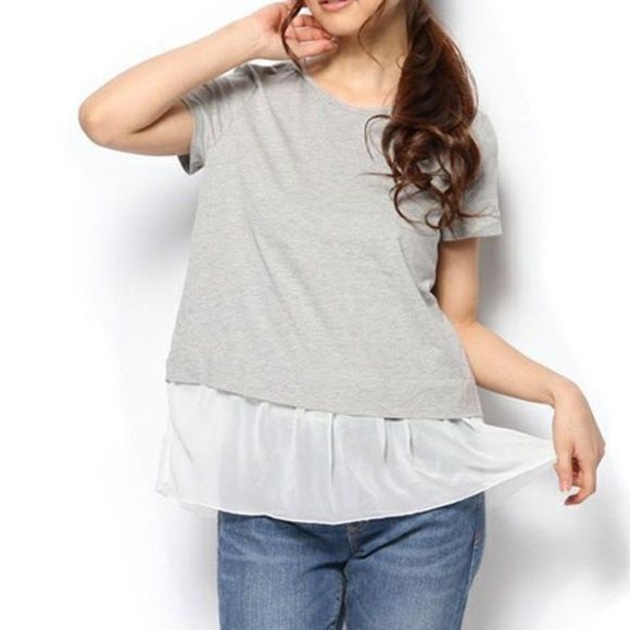 Mock Two-Piece Short-Sleeve Top - Picture 1 of 7